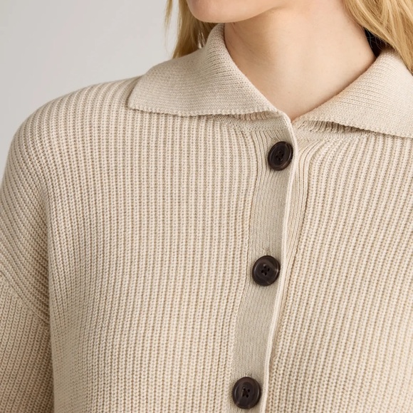 Quince Organic Cotton Fisherman Collared Cardigan - Picture 2 of 8